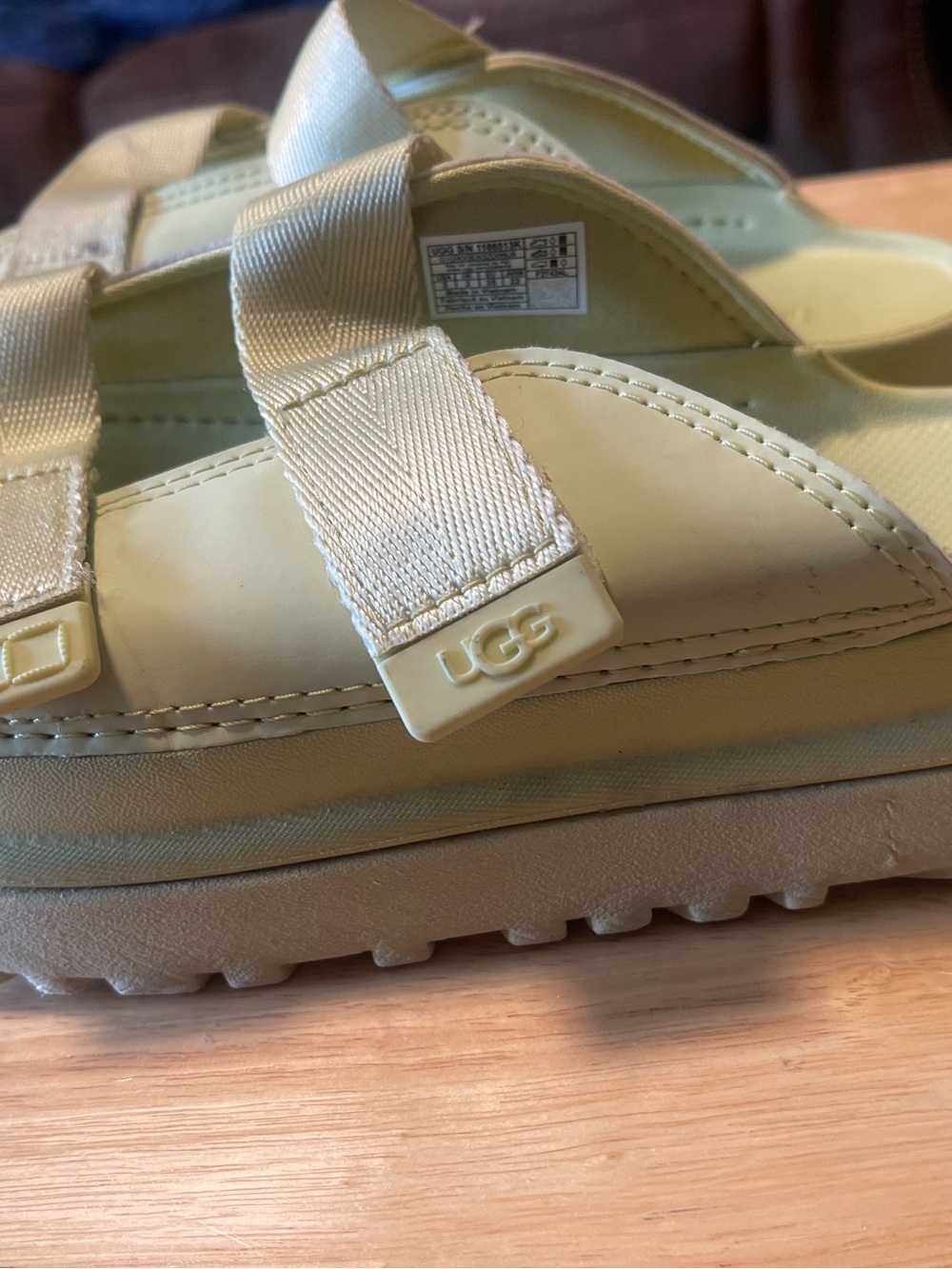 UGG Yellow Slide Sandals Teens Hook & Loop Straps Synthetic Upper Size 3